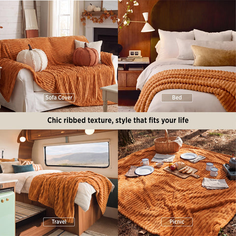 Bedsure blanket on queen bed adds warm color and full coverage
