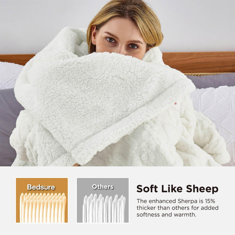 Bedsure cable tufted pattern detail highlights decorative depth and charm