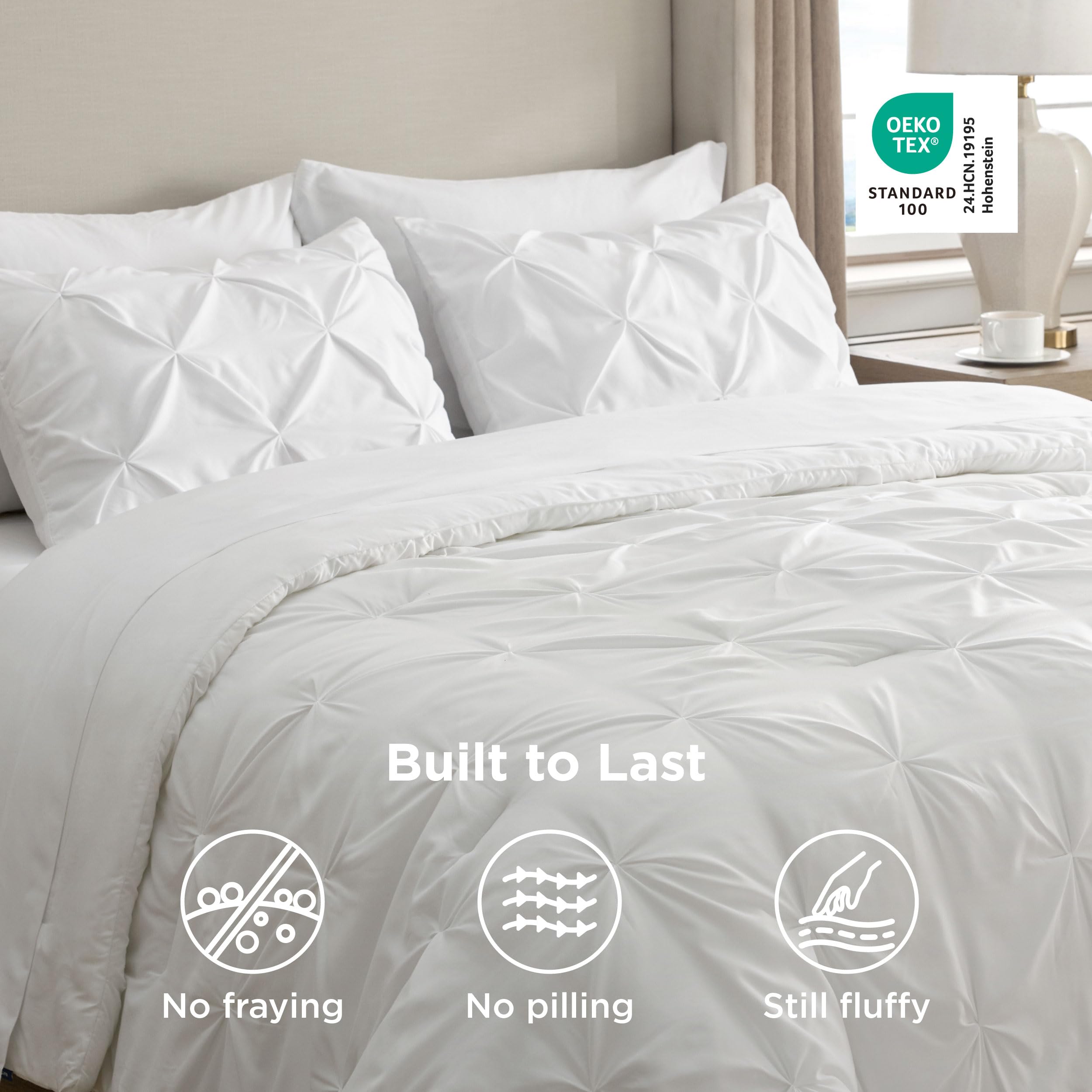 Bedsure care label and stitching close-up showing durable seams and easy-care instructions for longevity