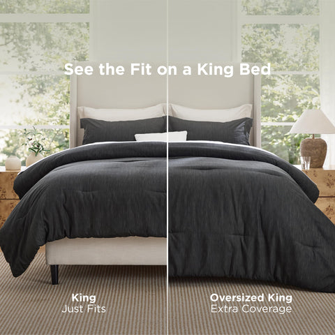 Bedsure charcoal comforter on styled bed demonstrating cozy bedroom appeal