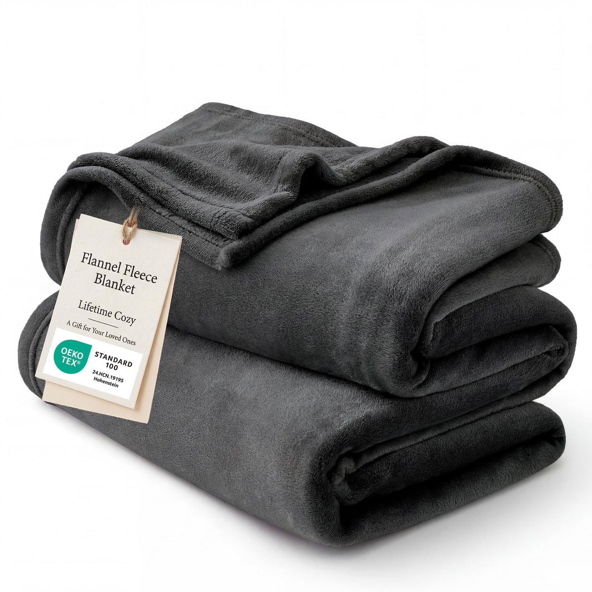 Bedsure front view charcoal blanket showing full coverage and cozy appeal