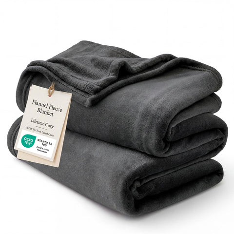 Bedsure charcoal front view showing full blanket coverage and cozy look