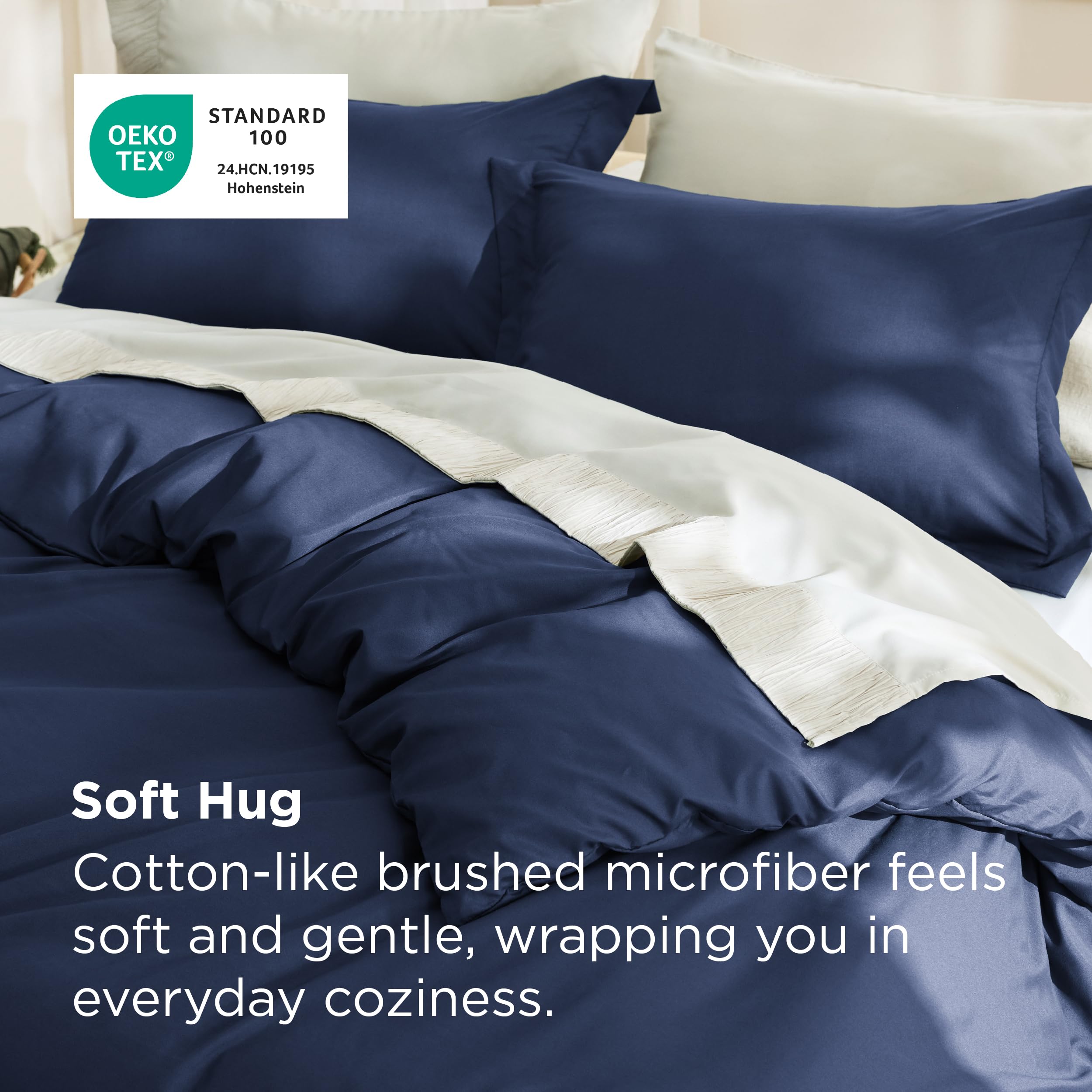 Bedsure double-brushed fabric close-up highlighting soft, smooth feel