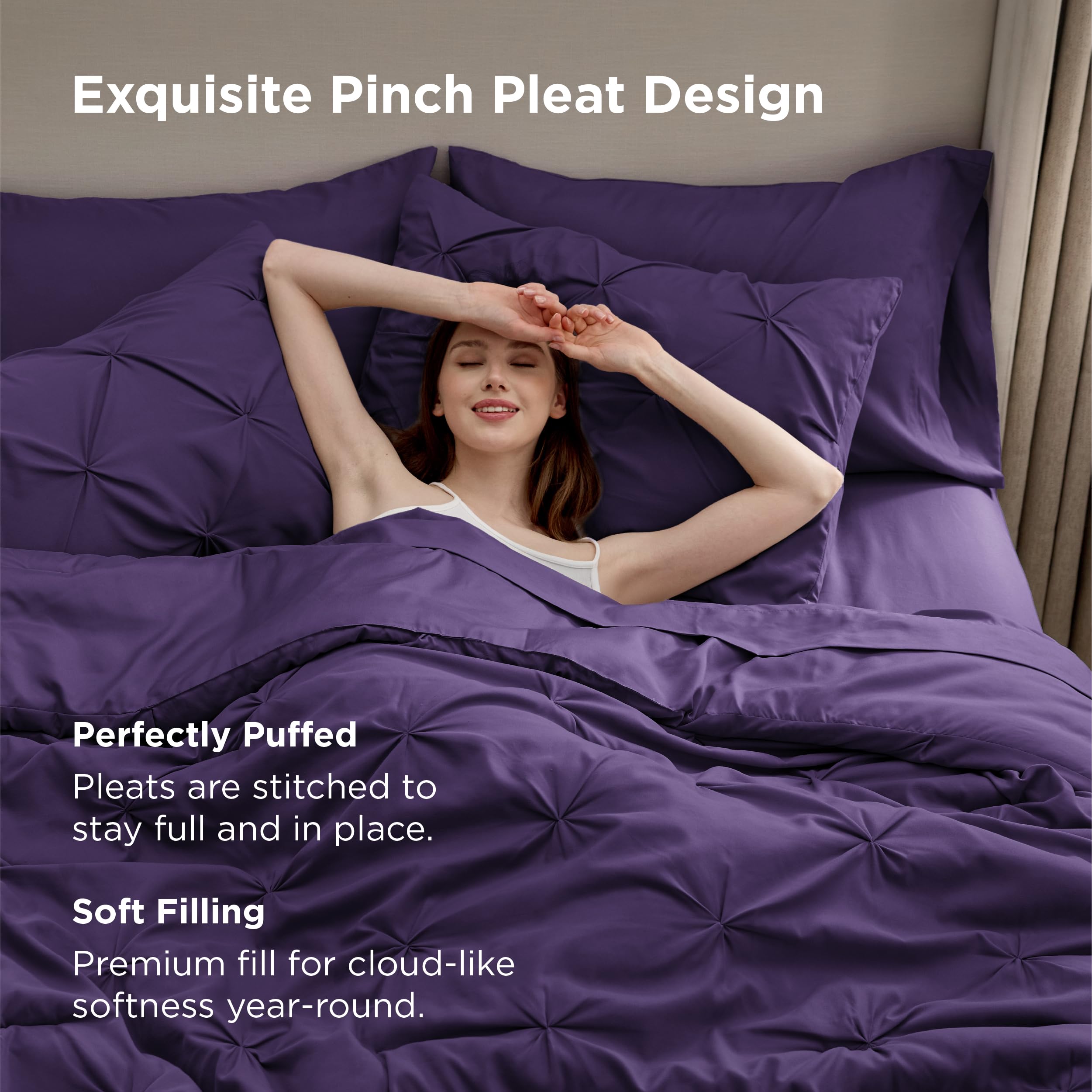 Bedsure close-up of brushed microfiber texture offering soft, quiet feel