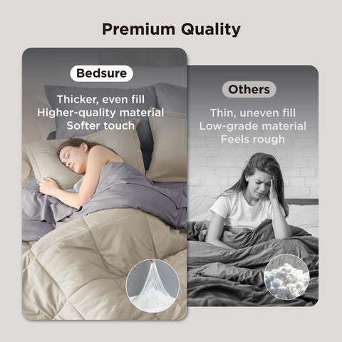 Bedsure close-up of diamond quilting detail demonstrating secure fill distribution and lasting durability