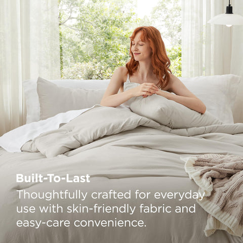 Bedsure close-up texture highlighting soft prewashed cotton-like feel