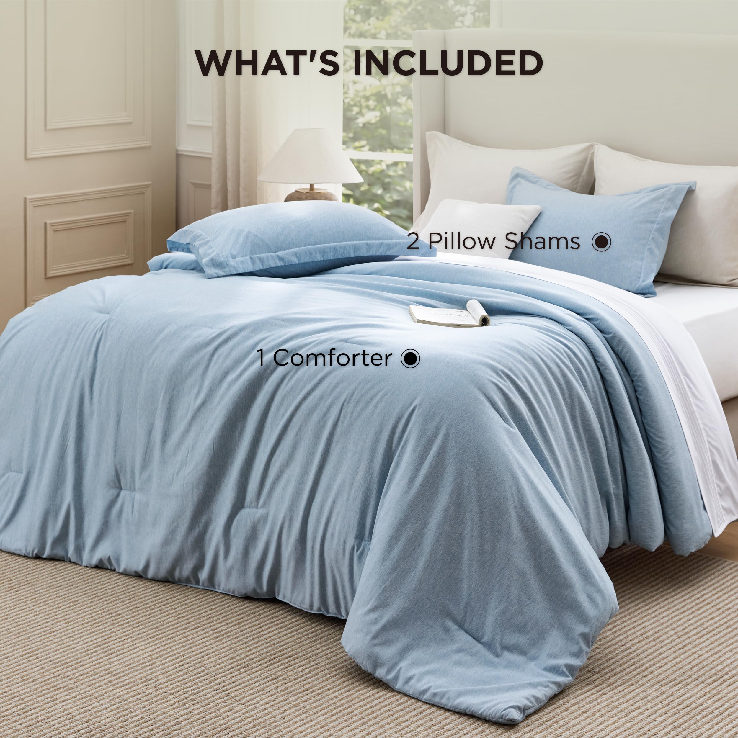 Bedsure comforter in lifestyle scene showing inviting, lived-in bedroom