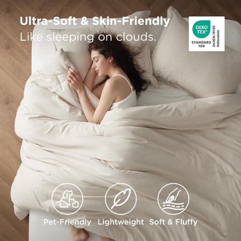 Bedsure brushed polyester texture close-up highlighting plush softness for a cozy sleep experience