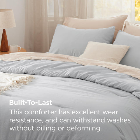 Bedsure comforter fabric close-up showing soft prewashed texture benefit