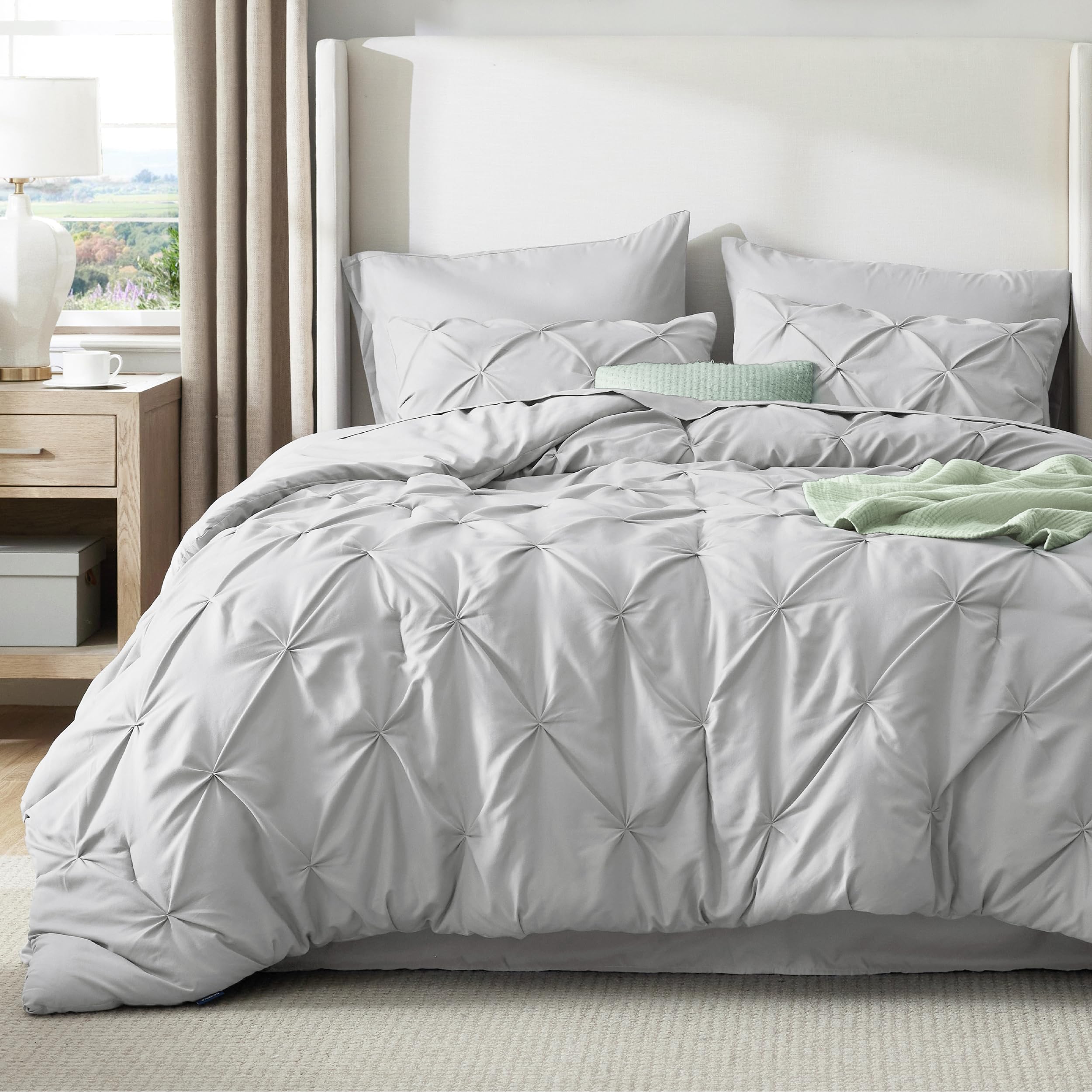 Bedsure close-up of brushed microfiber comforter texture highlighting ultra-soft touch