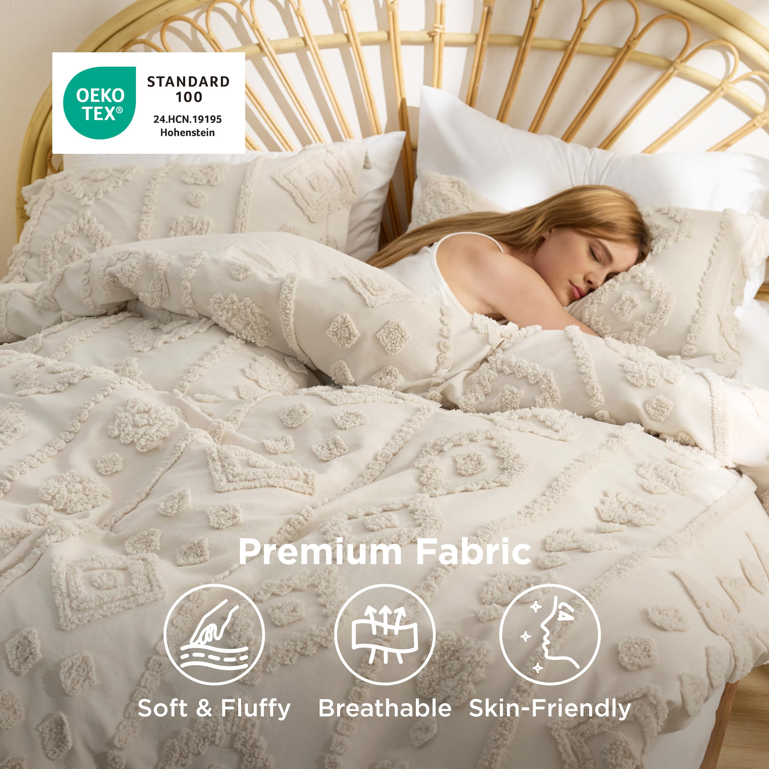 Bedsure comforter edge showing seam strength and durable fill