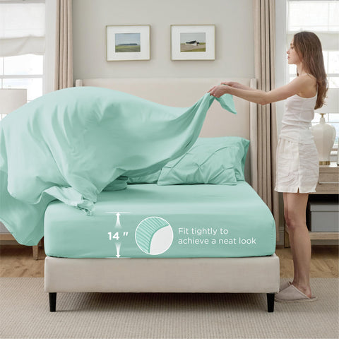 Bedsure comforter cross-section shows microfiber fill and lightweight loft for comfortable warmth