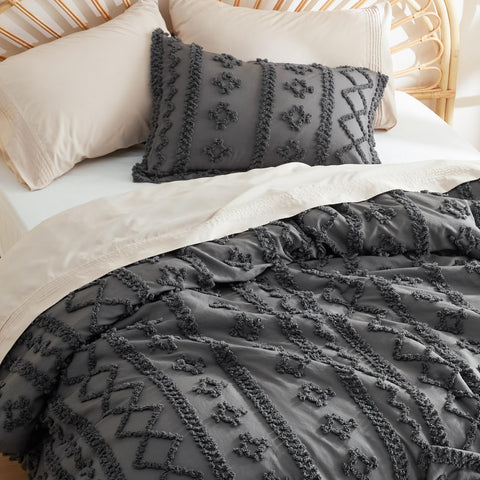 Bedsure folded comforter showing fluffy microfiber fill for lightweight warmth