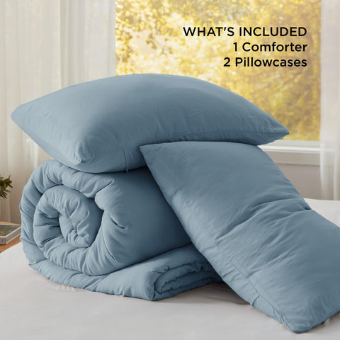 Bedsure comforter folded to show scale and thickness benefit: ample loft and storage ease