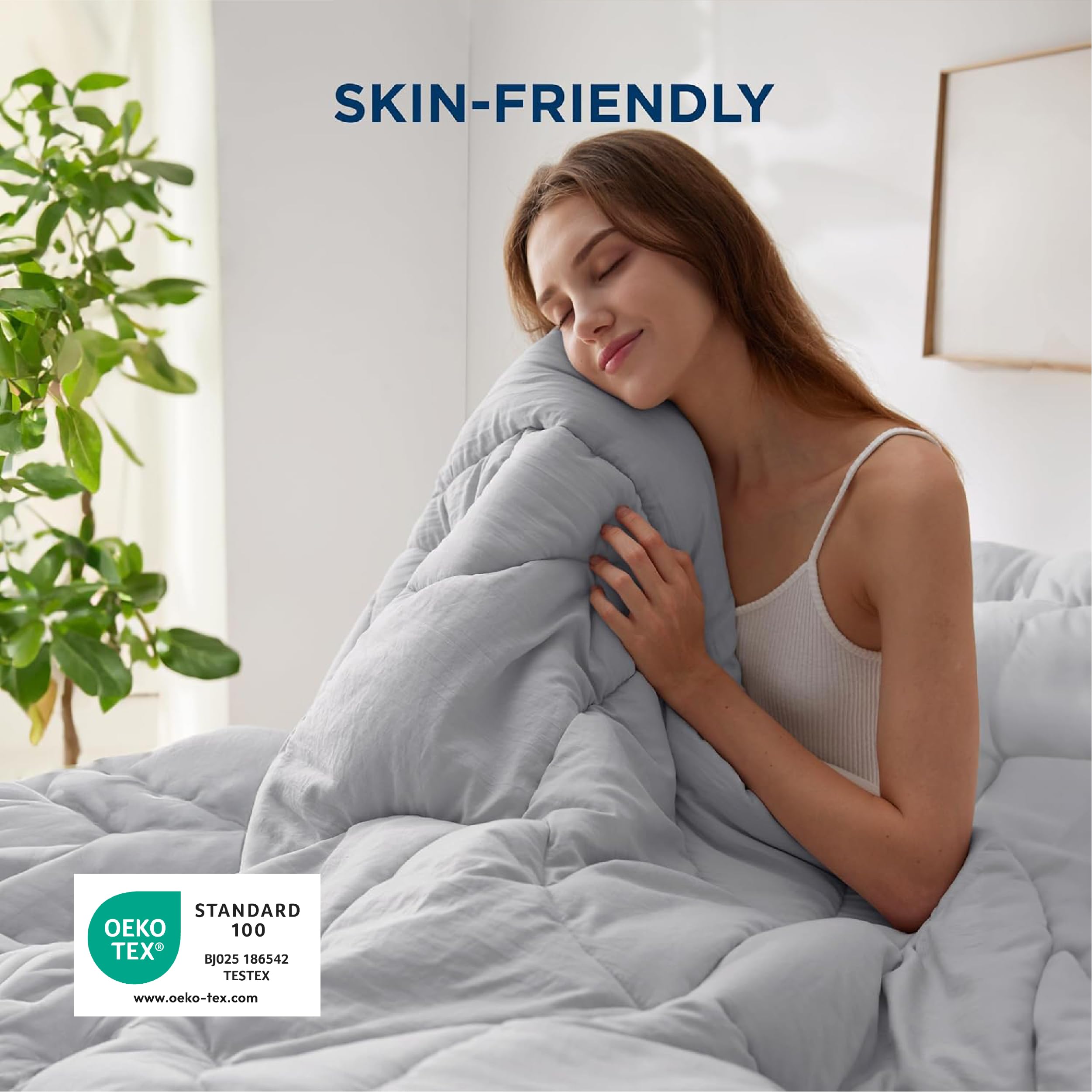 Bedsure comforter folded for storage showing easy laundering and compactness