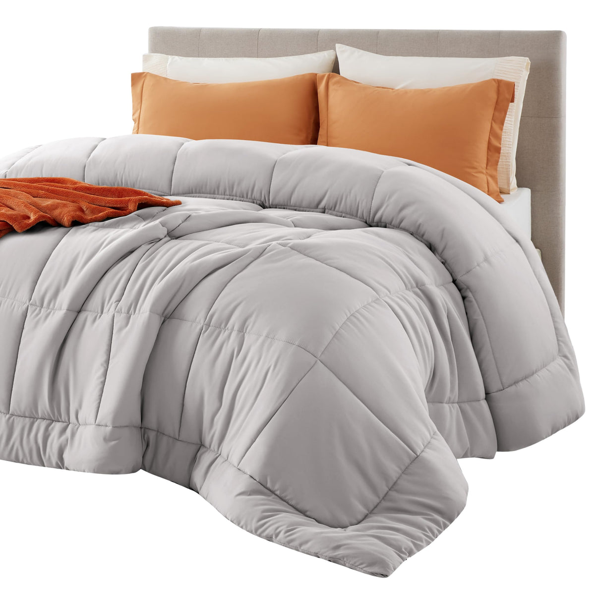 Bedsure comforter on king bed showing full coverage and cozy appeal