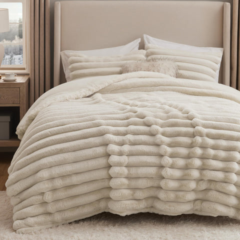 Bedsure comforter front view showing beige cozy style and inviting warmth