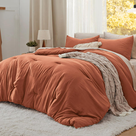 Bedsure comforter front view showing orange color and neat finish for a bold bedroom refresh