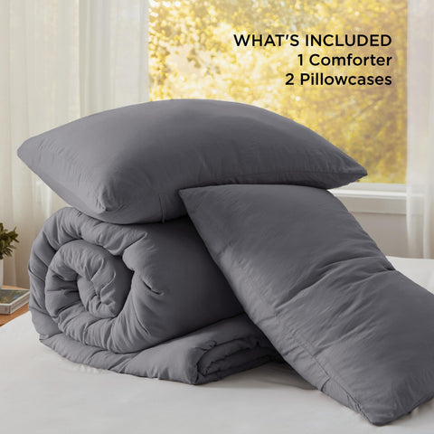 Bedsure comforter styled on a bedroom showing cozy, hotel-like aesthetic