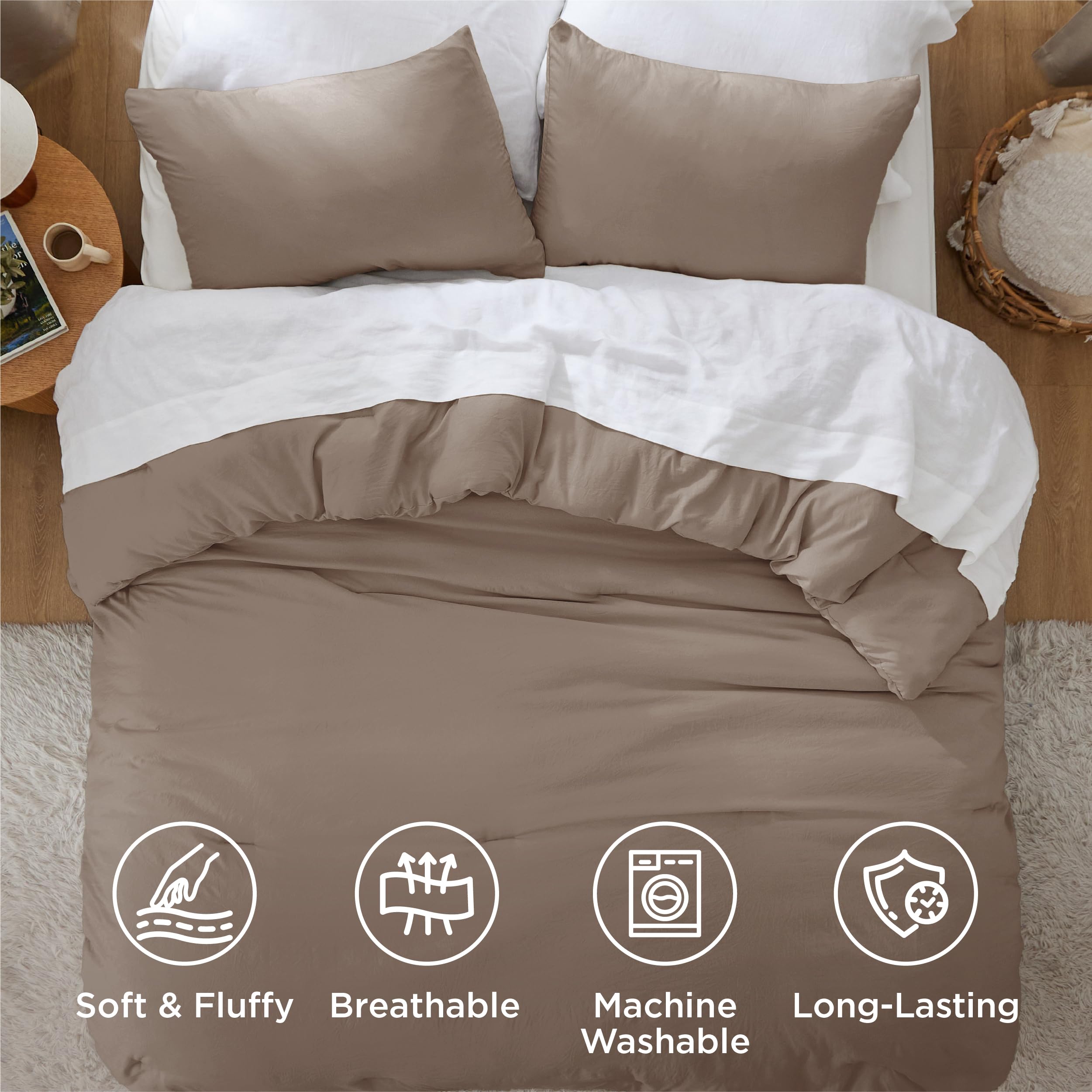 Bedsure comforter styled on a bedroom for a cozy, upgraded sleeping space