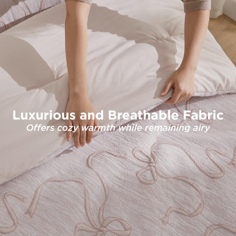 Bedsure comforter styled in bedroom illustrating aesthetic upgrade