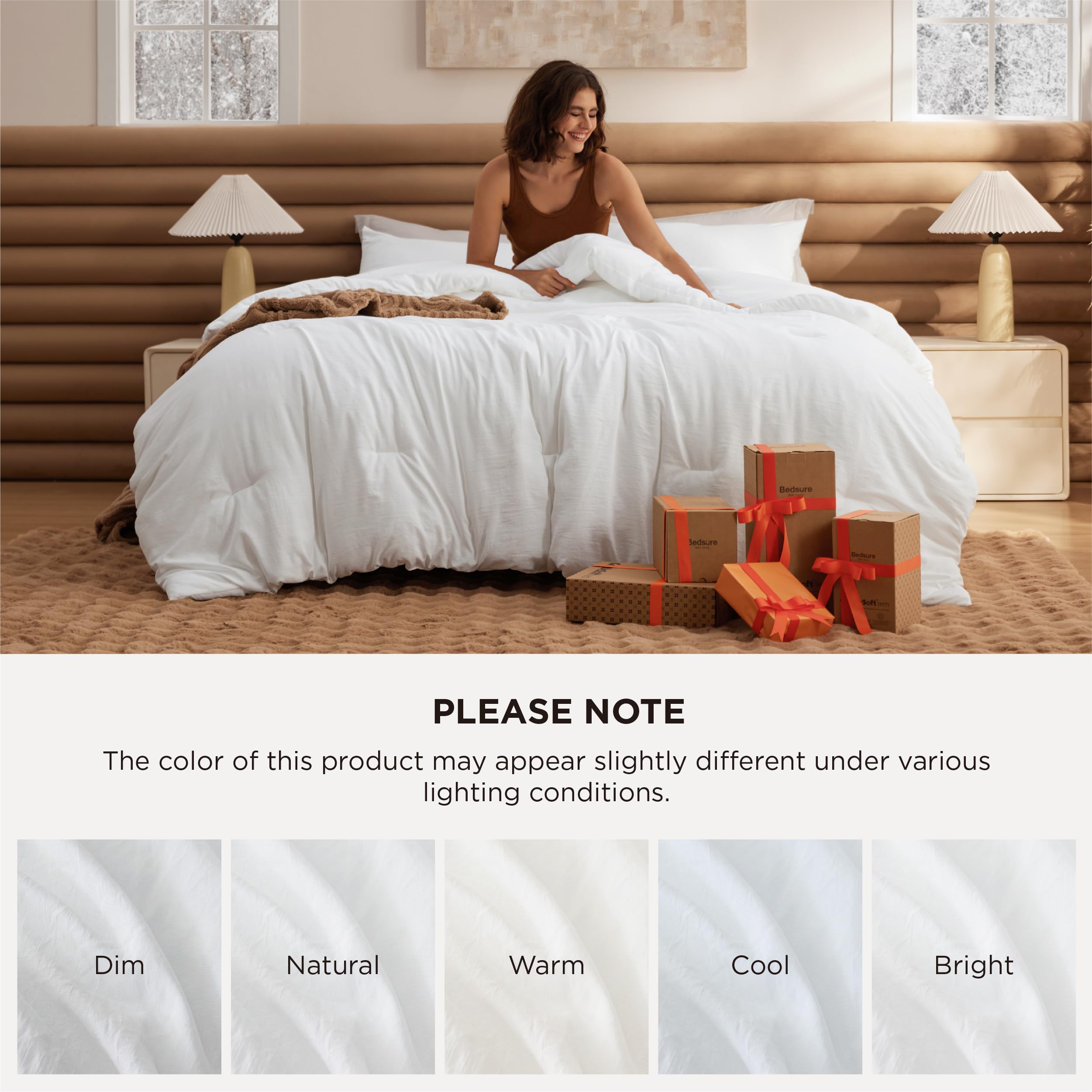 Bedsure comforter styled in bedroom showing neutral design enhancing decor