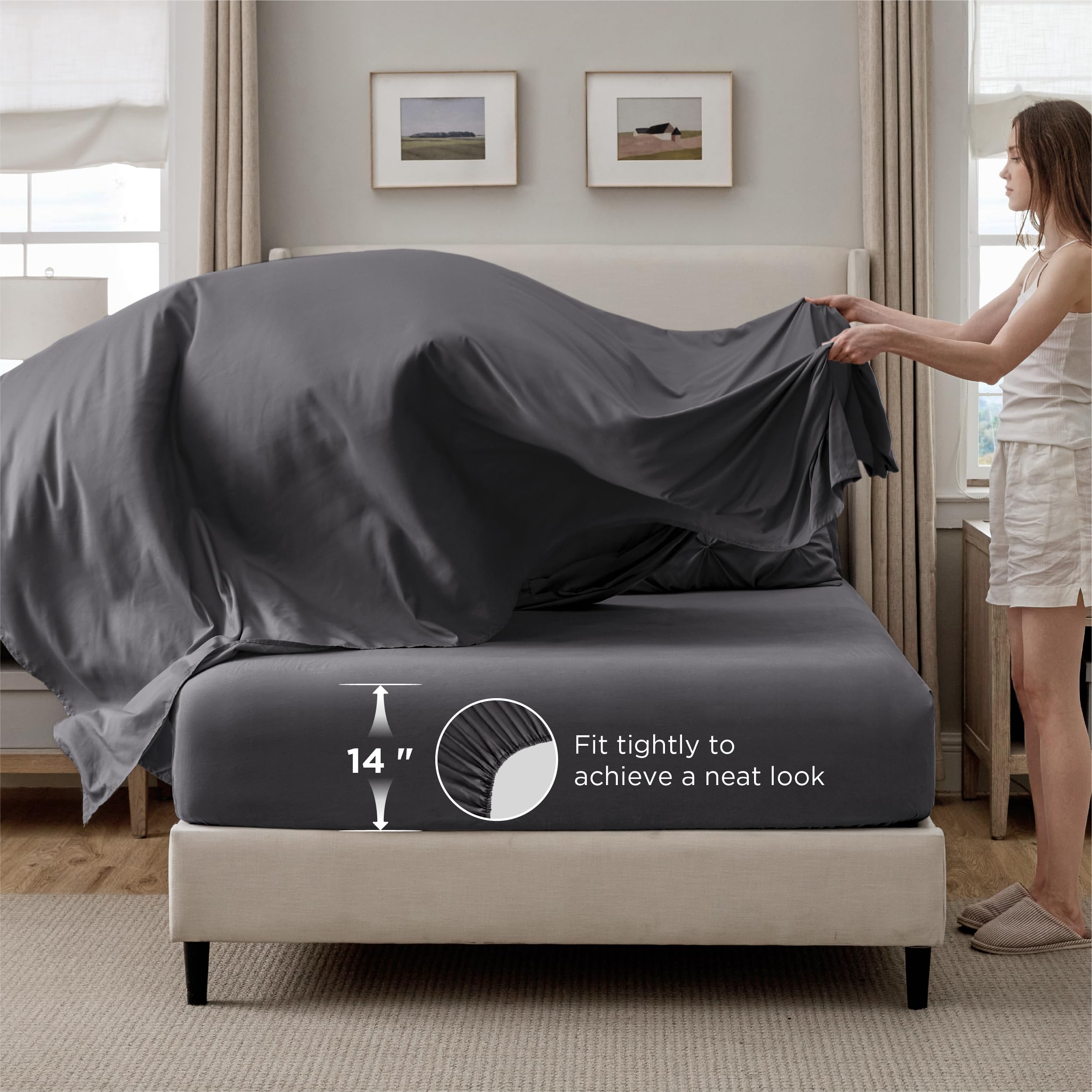 Bedsure comforter loft cross-section displaying fluffy fill and warmth