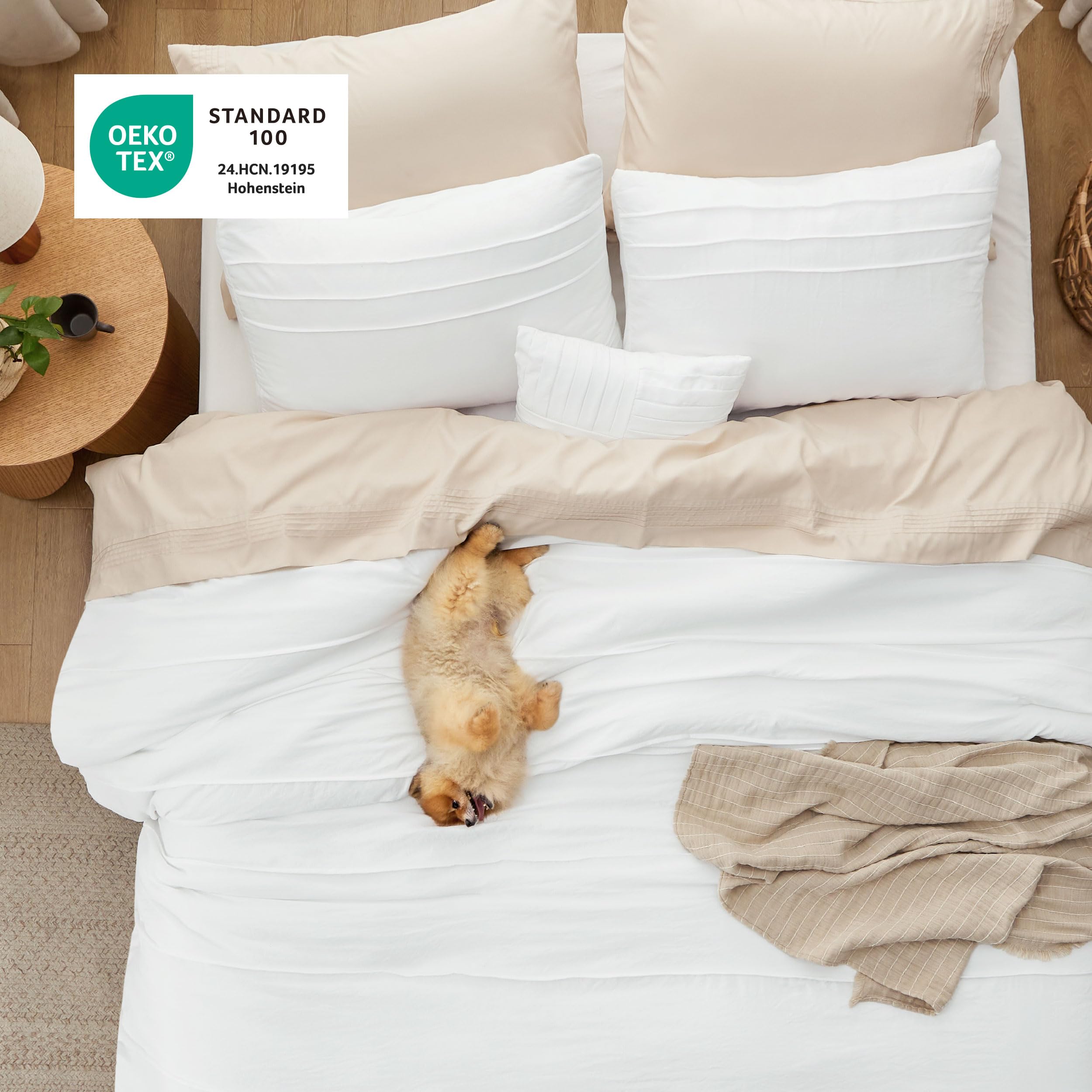 Bedsure comforter styled on a made bed in a bedroom scene illustrating cozy, polished decor