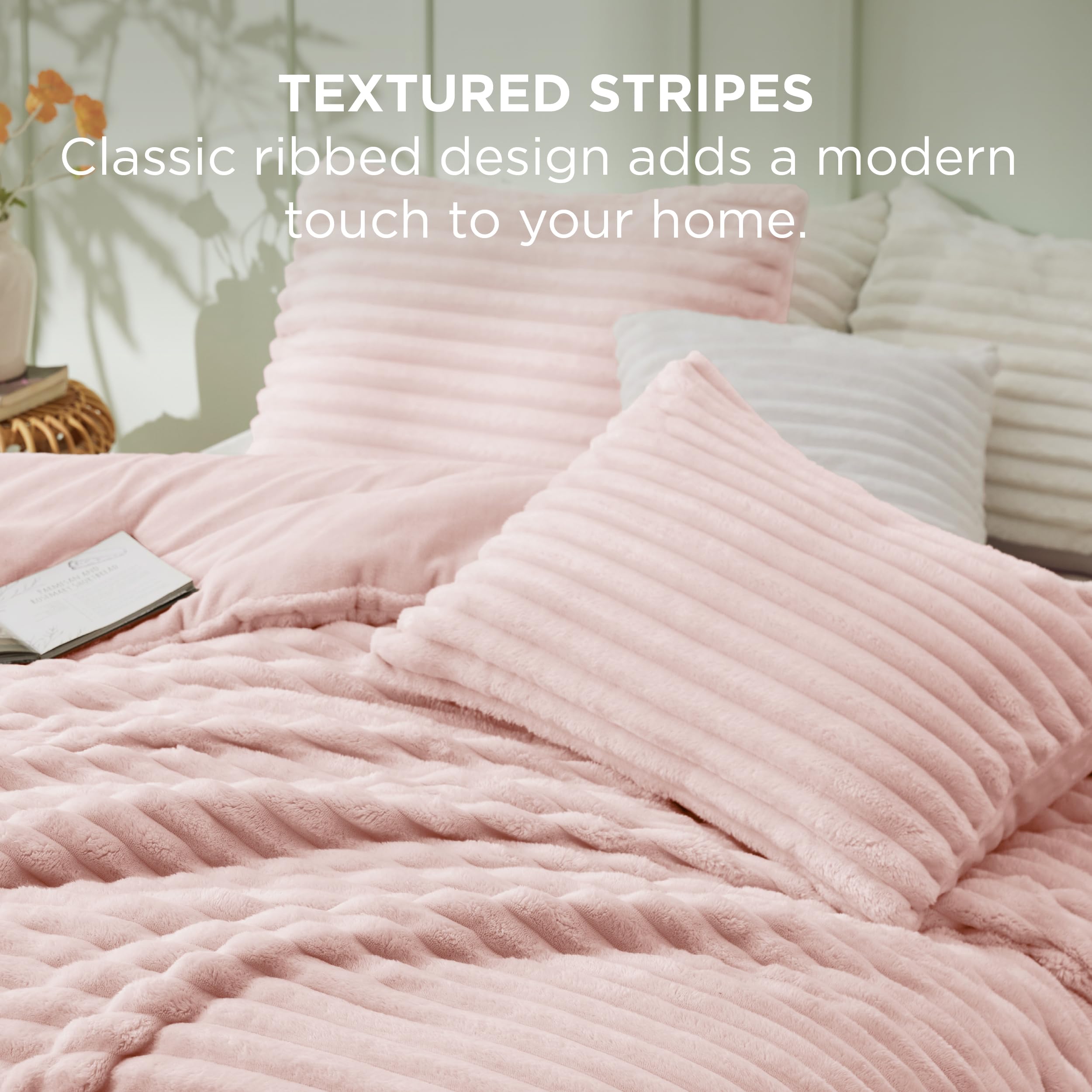 Bedsure comforter draped on full bed showing generous hang and room coverage