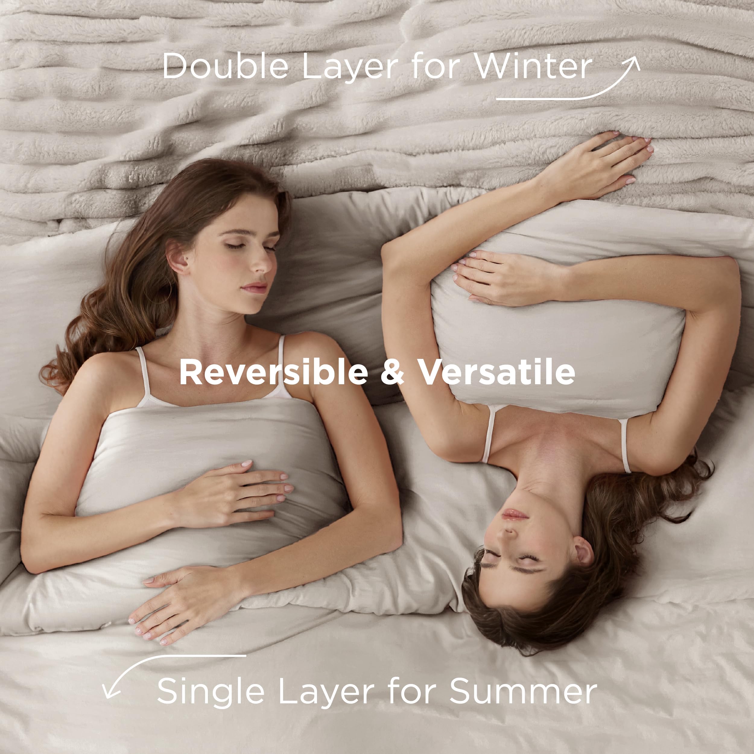 Bedsure comforter on king bed in bedroom scene demonstrating generous drape