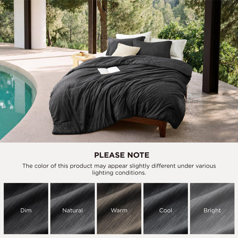 Bedsure comforter styled on a made bed in a modern bedroom setting