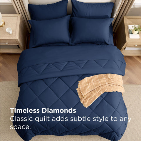 Bedsure comforter on queen bed styled to show full coverage and medium warmth