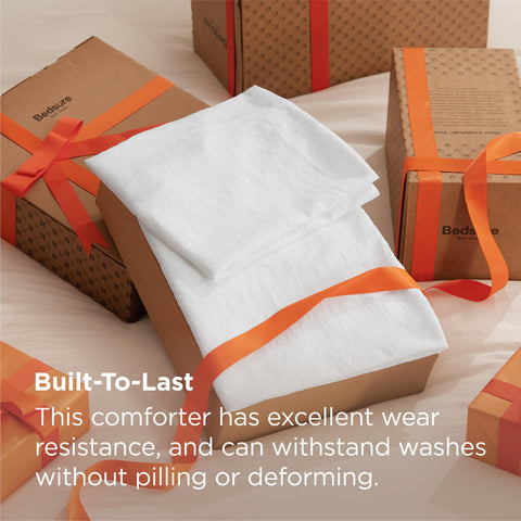 Bedsure comforter spread on Twin XL bed demonstrating full coverage and fit