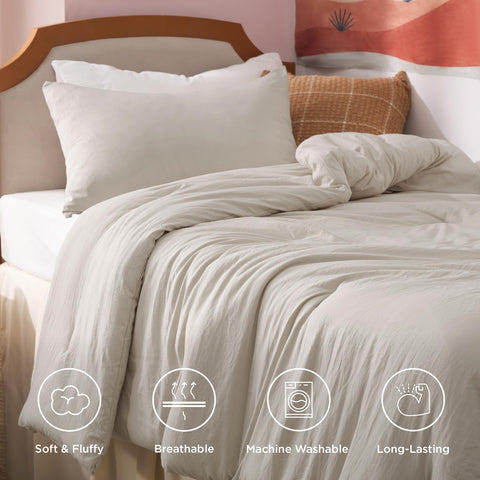 Bedsure comforter laid on twin XL bed demonstrating full coverage benefit