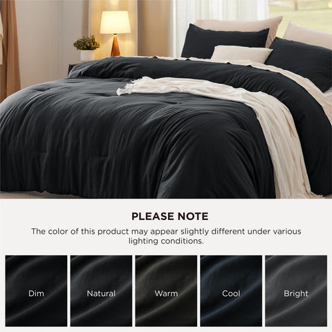 Bedsure comforter packaging label and OEKO-TEX badge showing tested safety