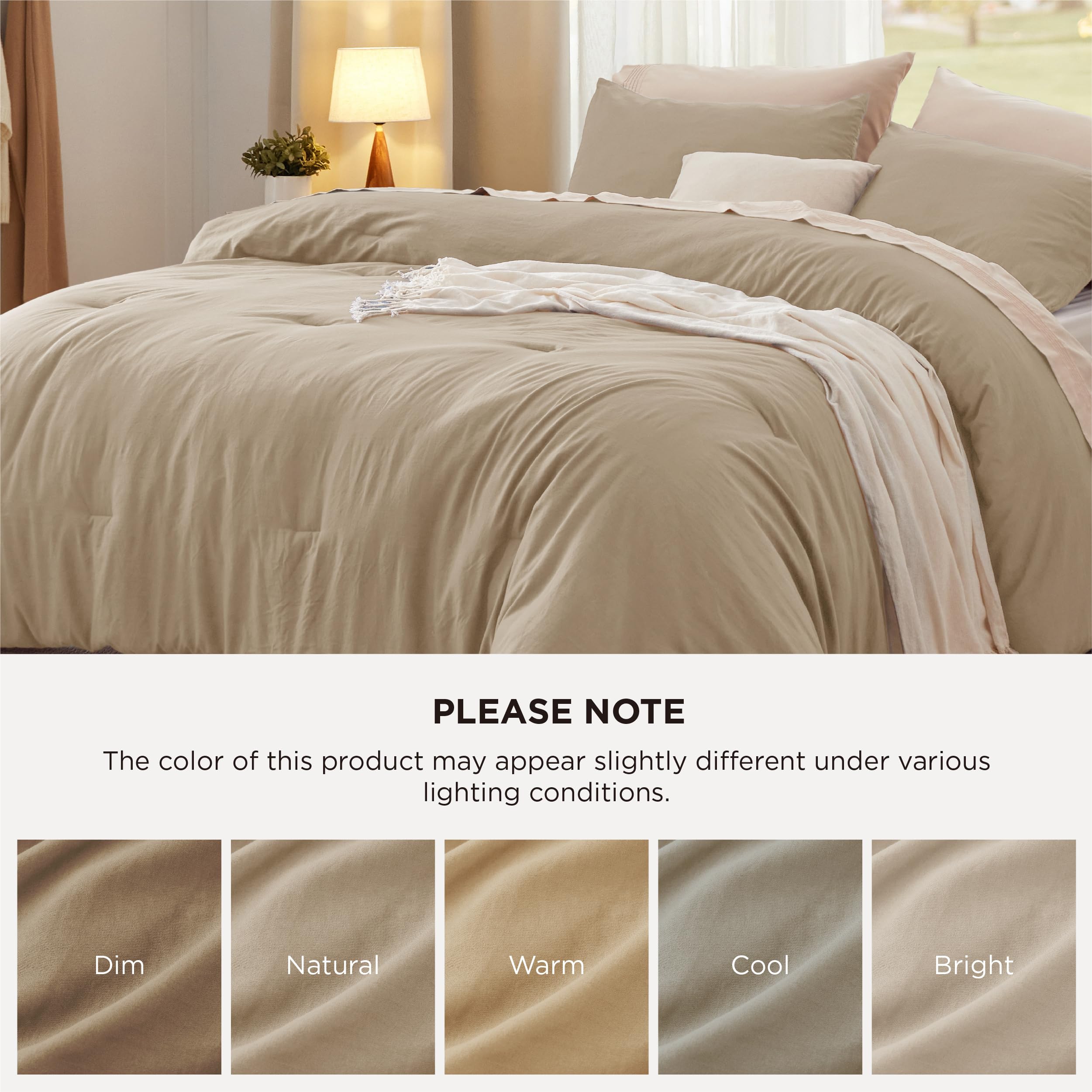 Bedsure pillow shams and folded comforter showing coordinated set and easy setup