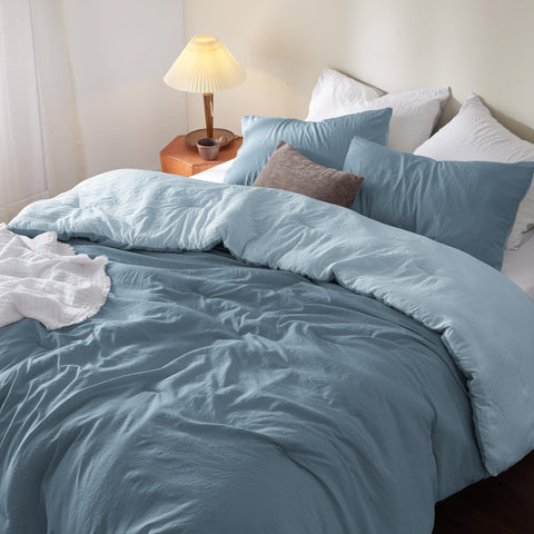Bedsure comforter reversed to sky side showing two-tone styling versatility