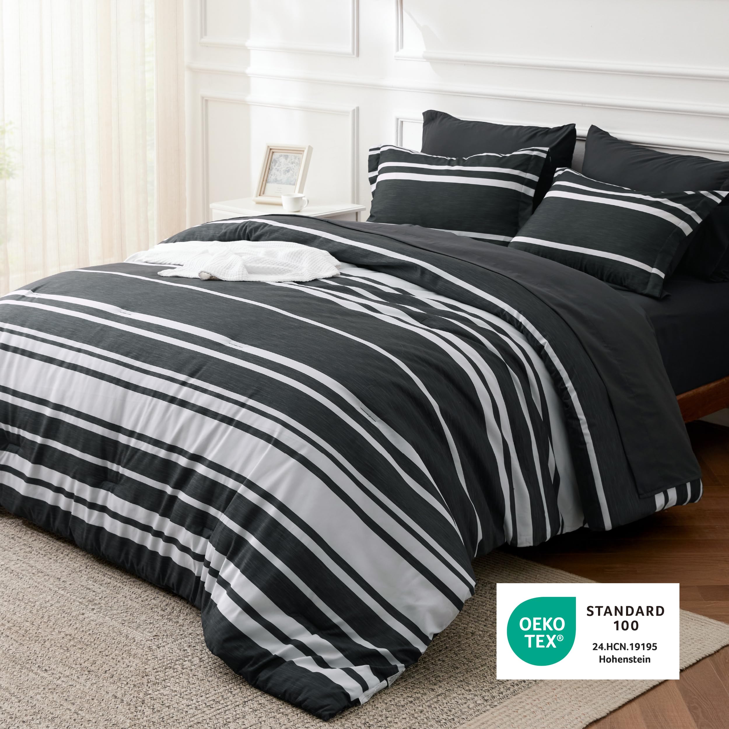 Bedsure reversible comforter flipped to show contrasting side for styling flexibility