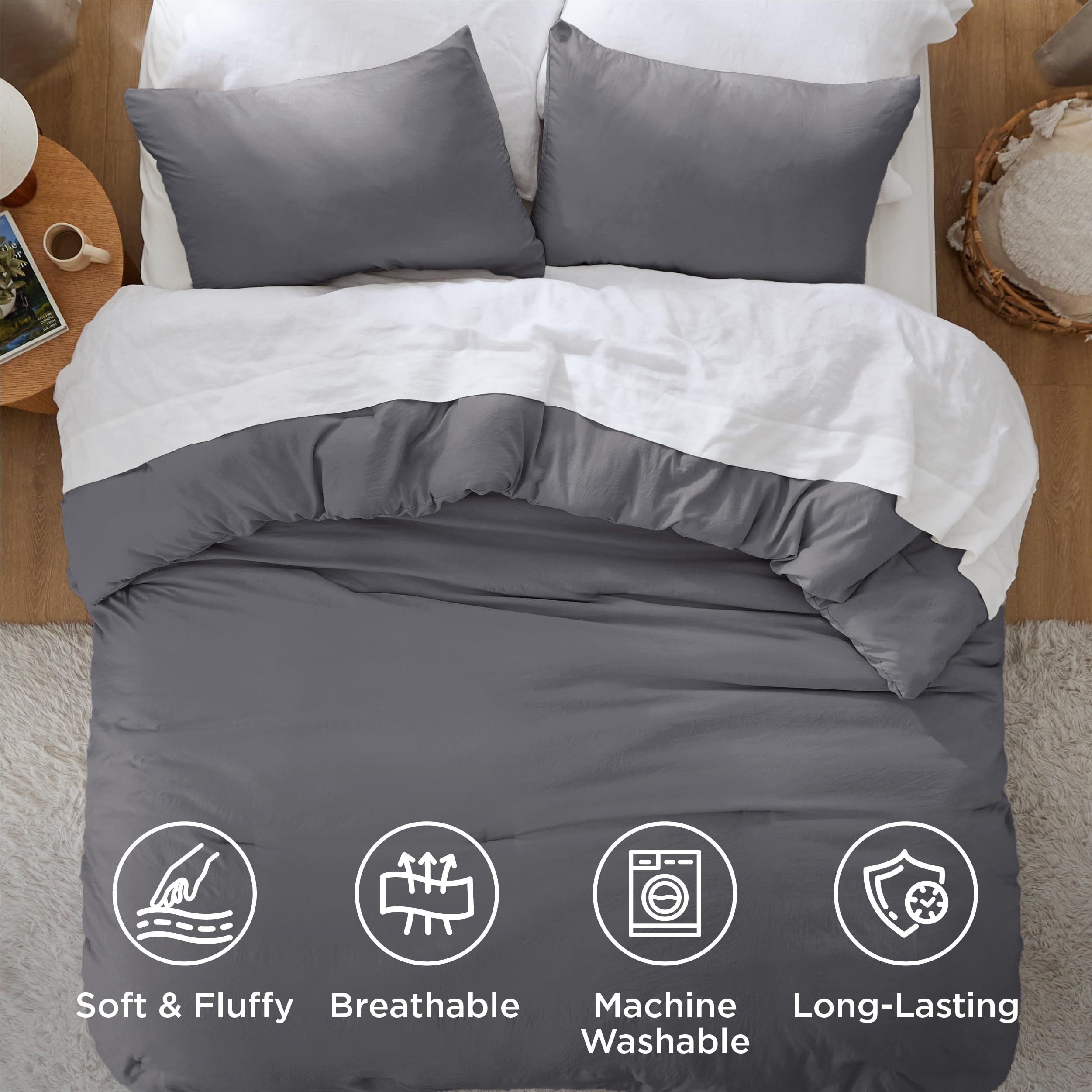 Bedsure reversible side showing contrast color and easy style change