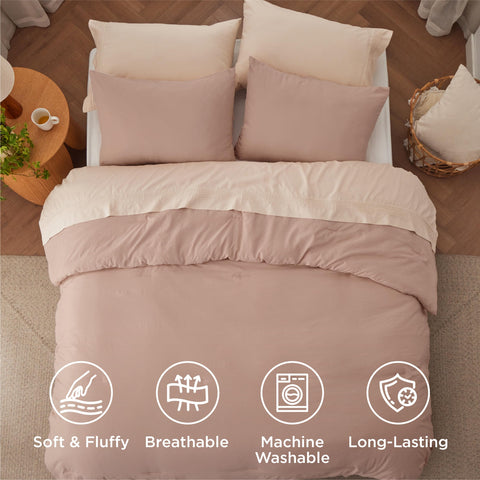 Bedsure comforter on queen bed showing full 90x90 scale for true-to-size coverage benefit