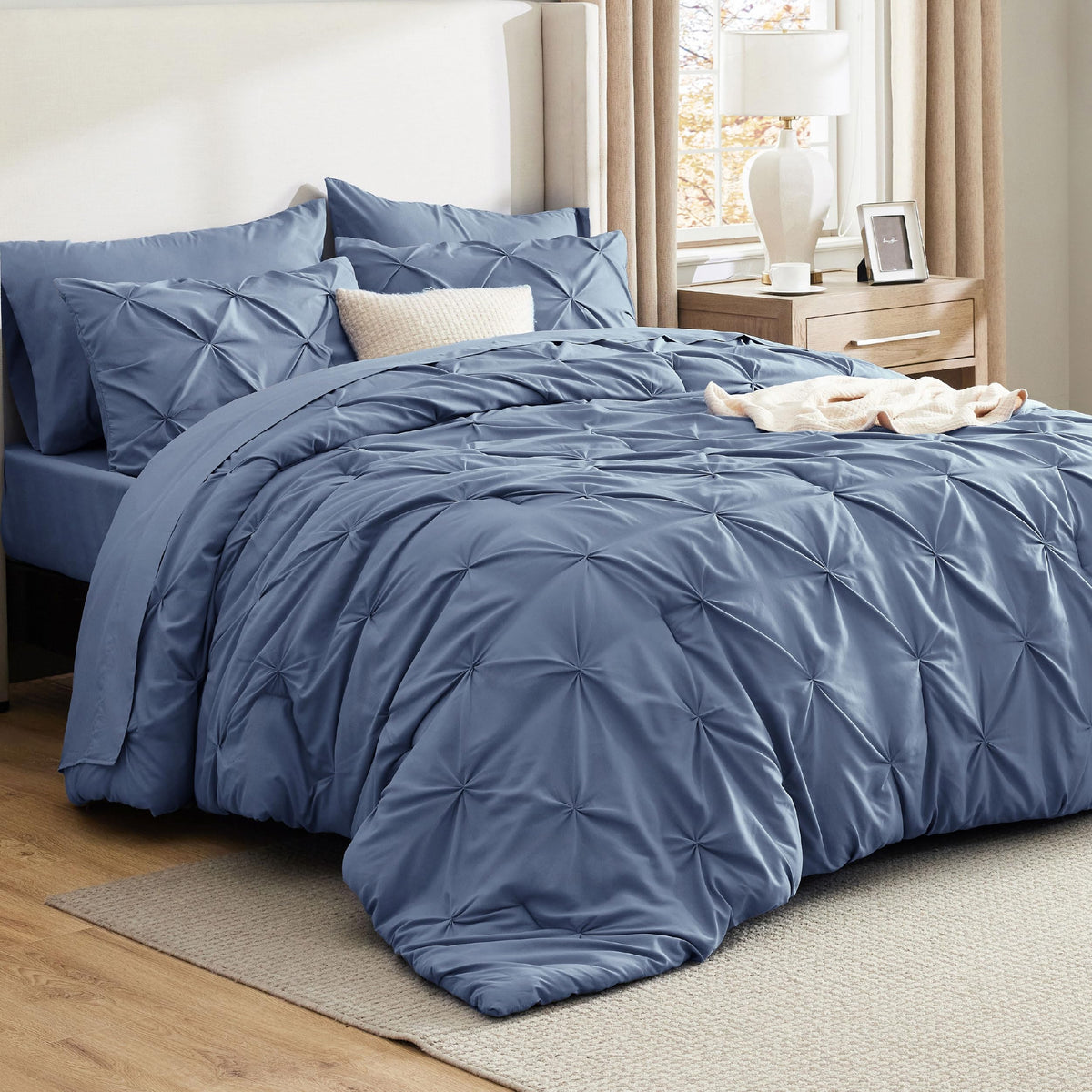 Bedsure comforter set front packaging showing complete king bedding and convenience