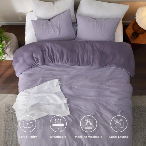 Bedsure full comforter set on a made bed demonstrating finished styling