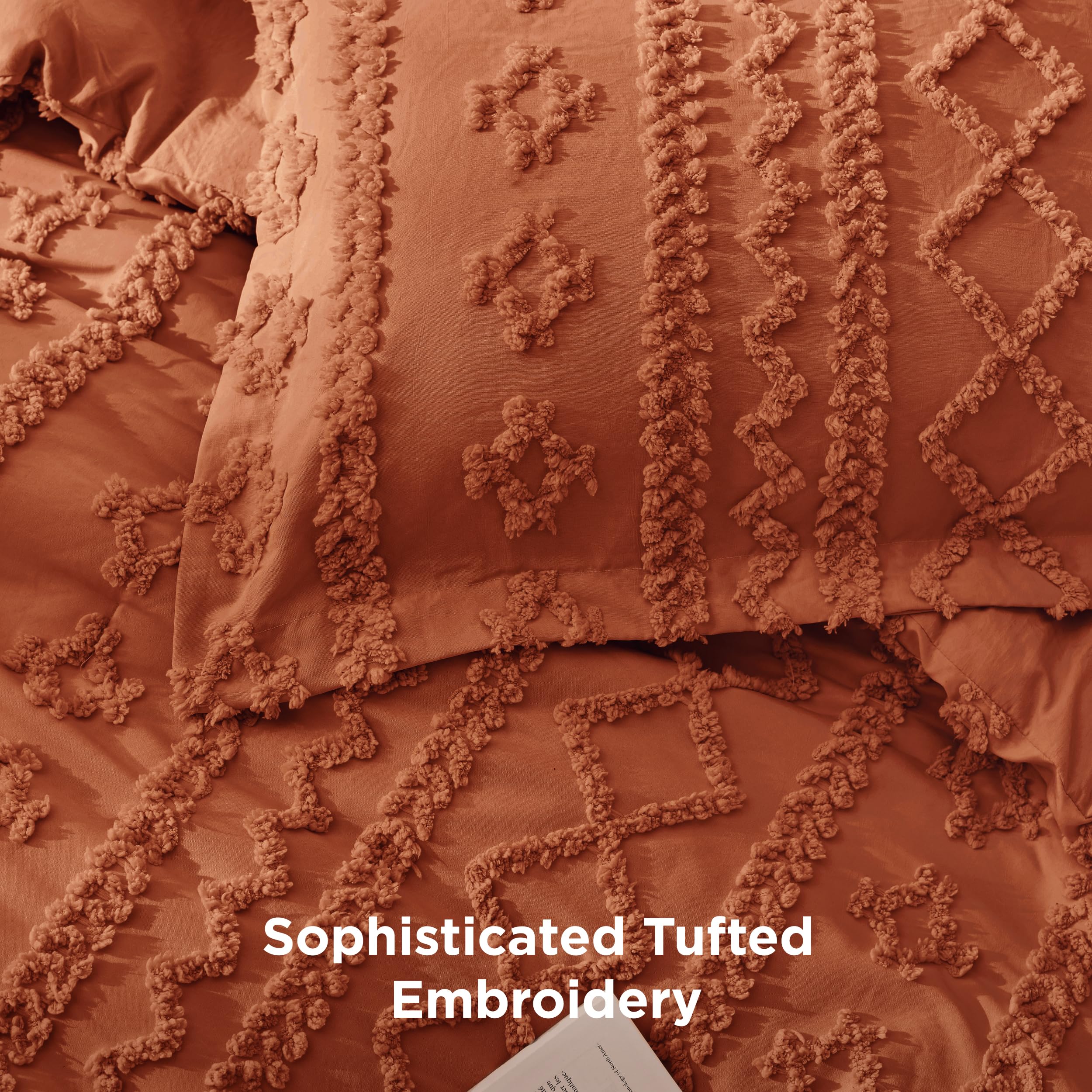 Bedsure comforter drape at bedside demonstrating generous drop and scale