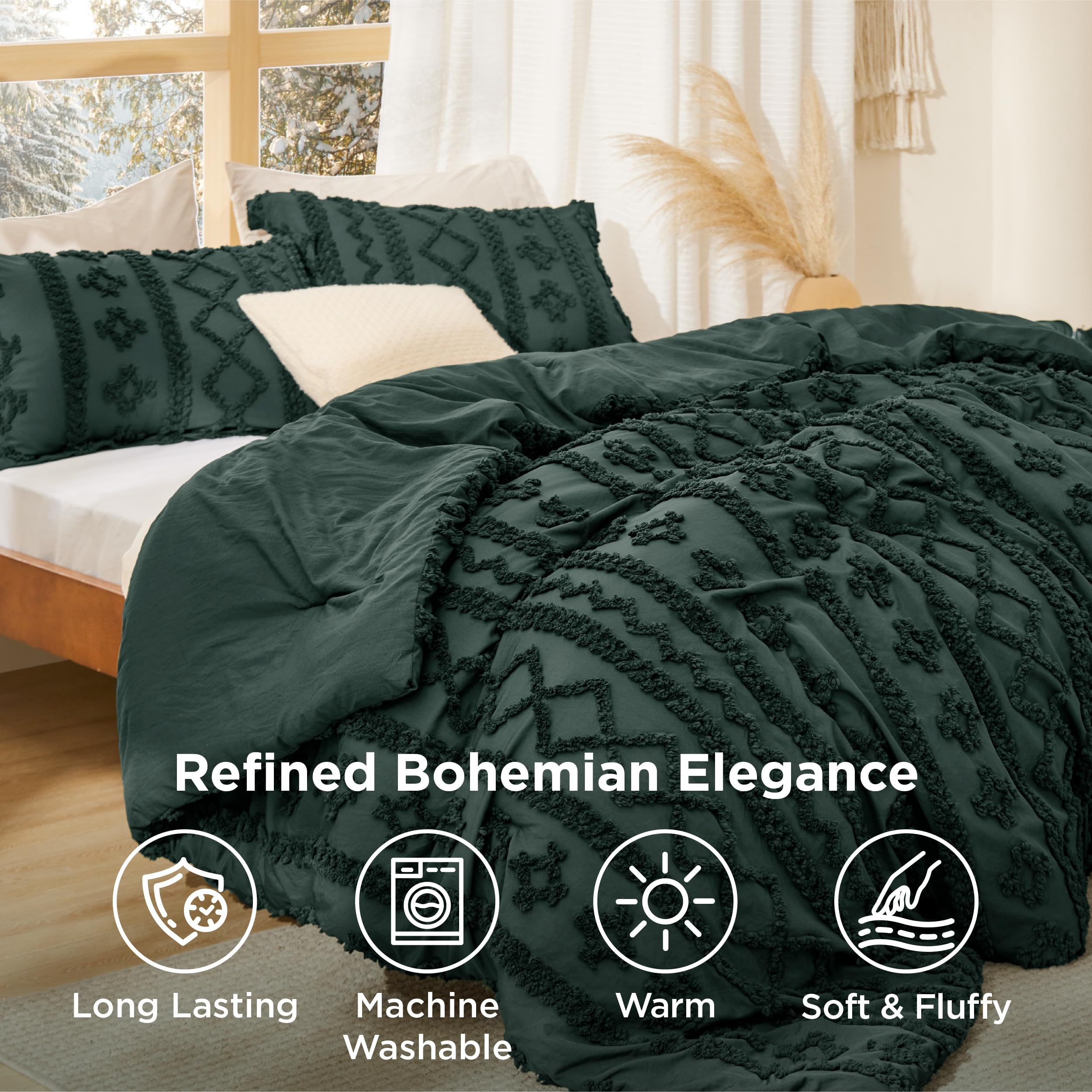 Bedsure comforter side drape demonstrating lightweight warmth and neat bed coverage