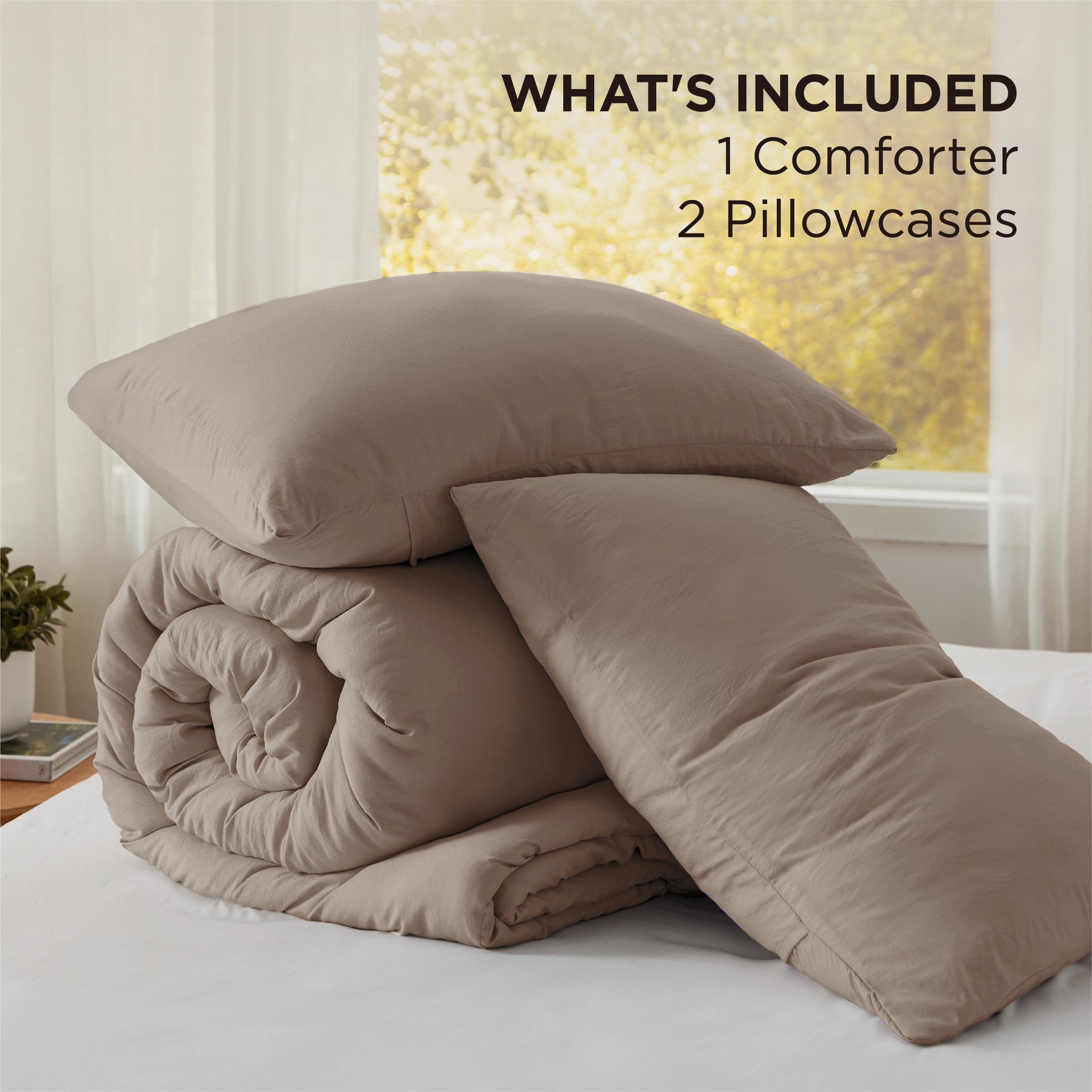 Bedsure comforter next to ruler showing 104x90 inch king size for scale
