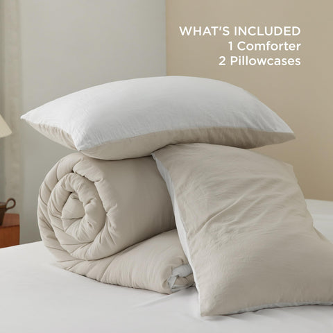 Bedsure comforter next to ruler to show 104x90 king coverage and generous fit
