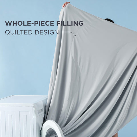 Bedsure comforter size comparison on bed showing generous 108x90 scale