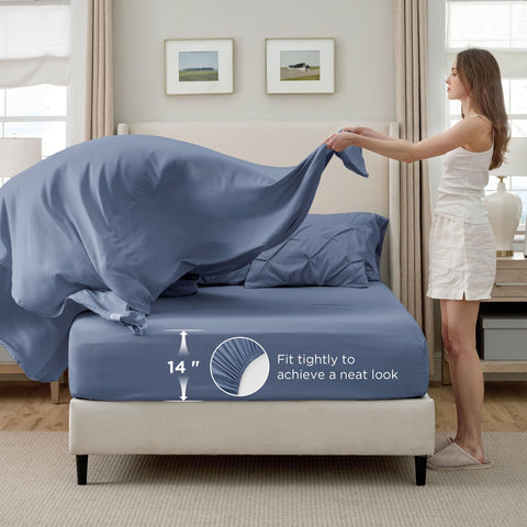Bedsure comforter stitching and pinch pleat detail for upscale textured look
