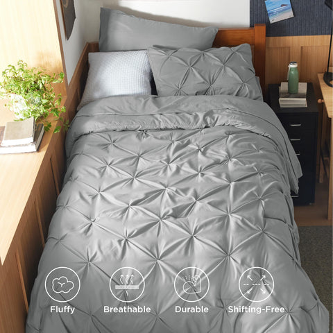 Bedsure comforter corner with pinch-pleat stitching for durable finish