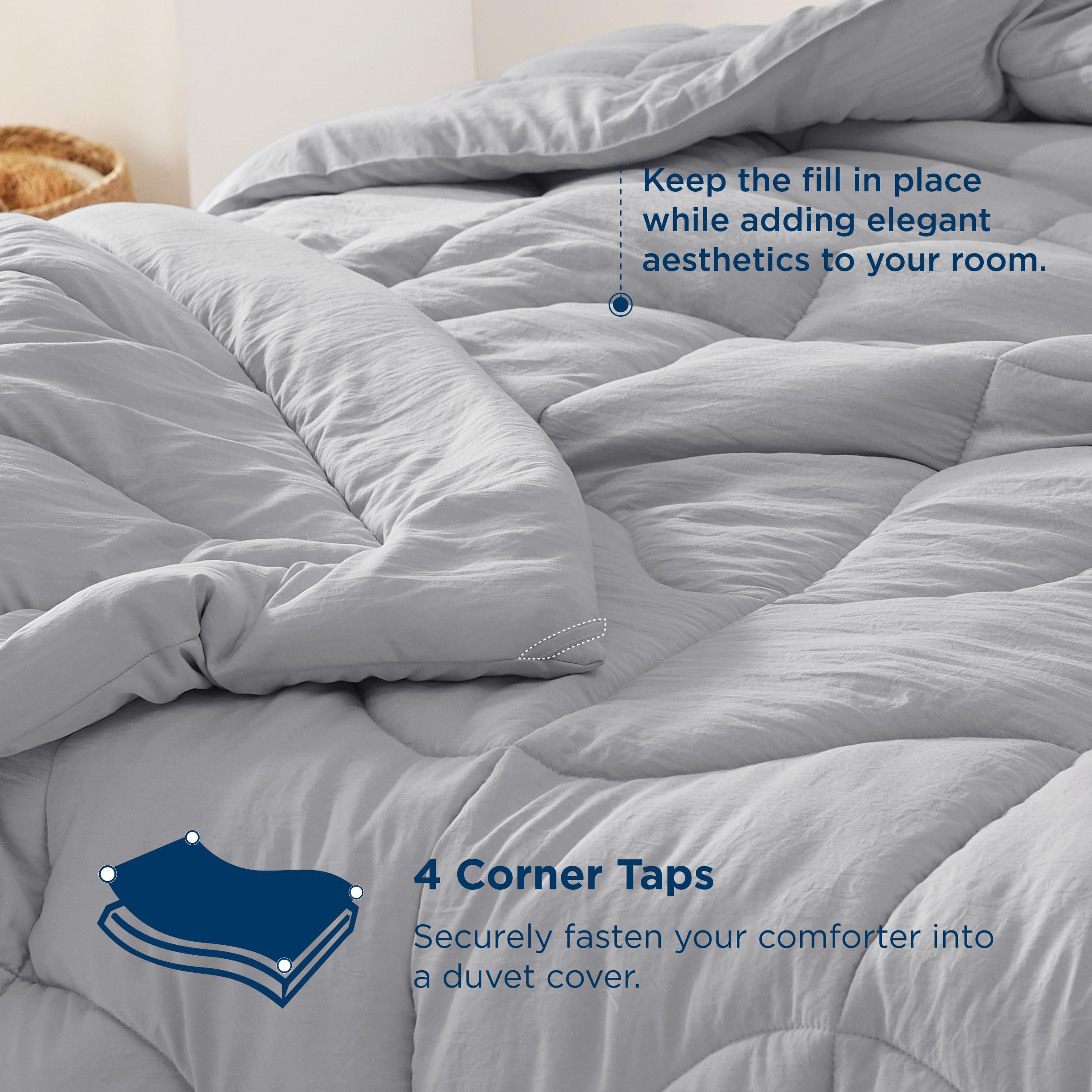 Bedsure vacuum-sealed package showing compact shipping and space saving